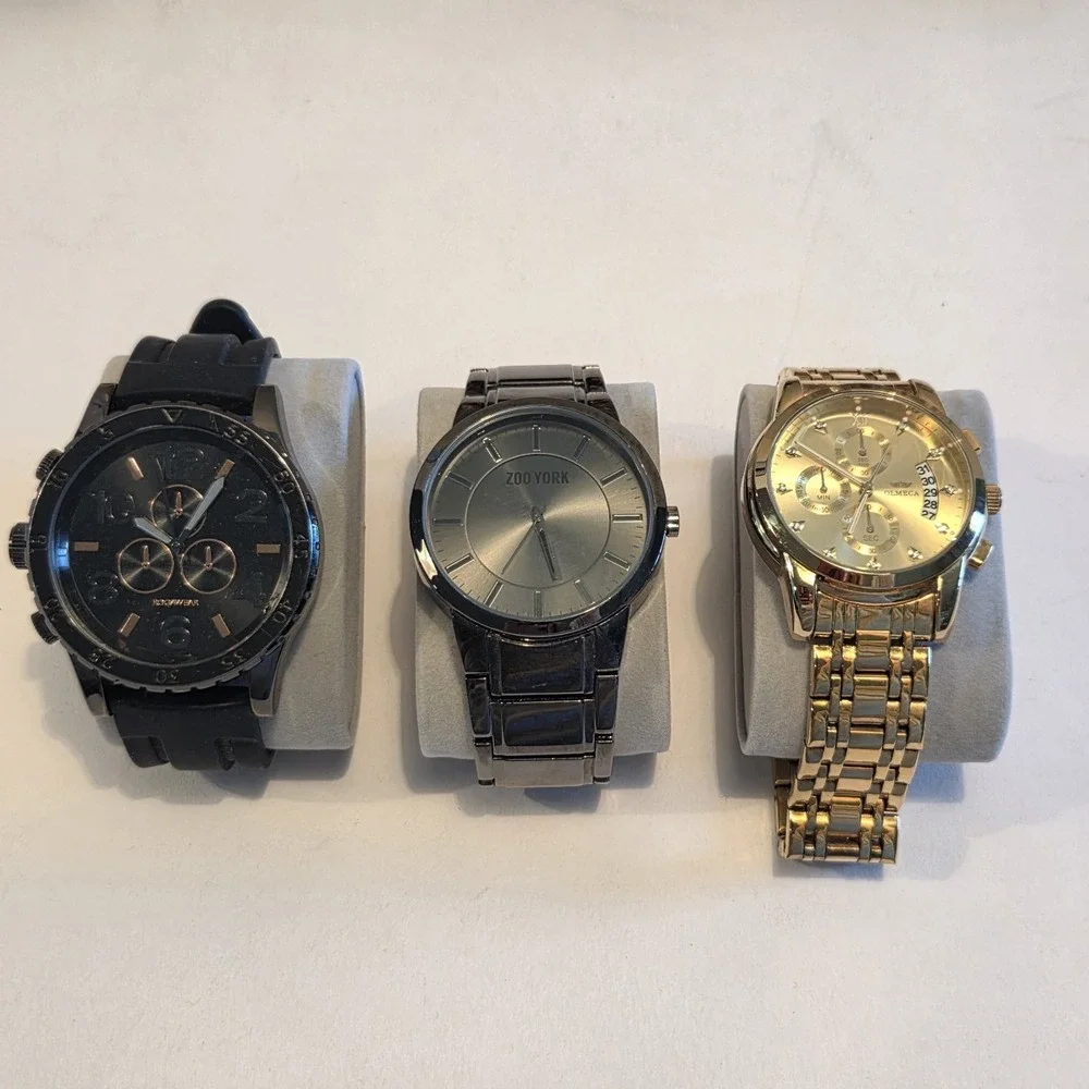 Lot Of 3 Men's Fashion Watches Zoo York Olmeca Left Hand Rocawear UNTESTED
